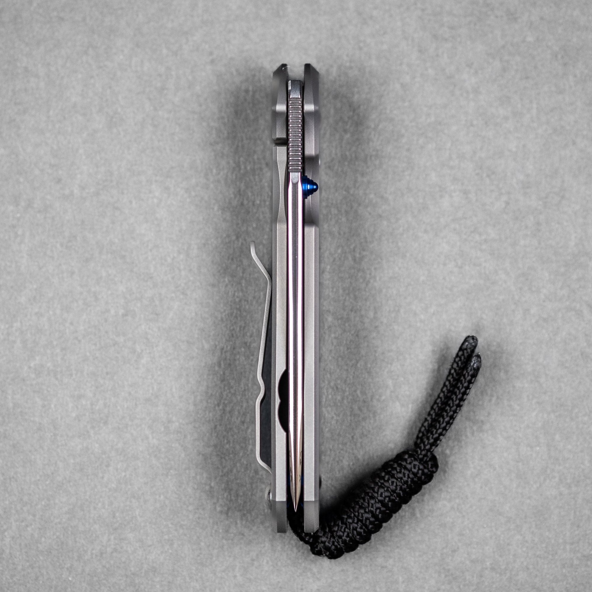 Chris Reeve Small Sebenza 31 Tanto - Glass Blasted Titanium w/ Blue Accents - URBAN EDC®