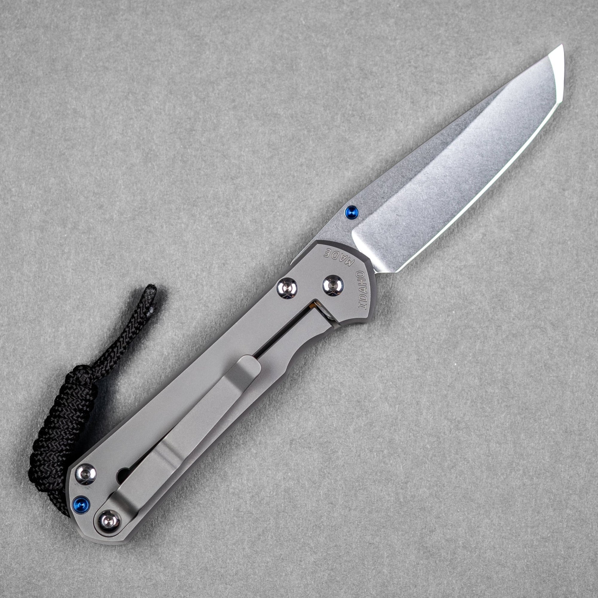 Chris Reeve Small Sebenza 31 Tanto - Glass Blasted Titanium w/ Blue Accents - URBAN EDC®