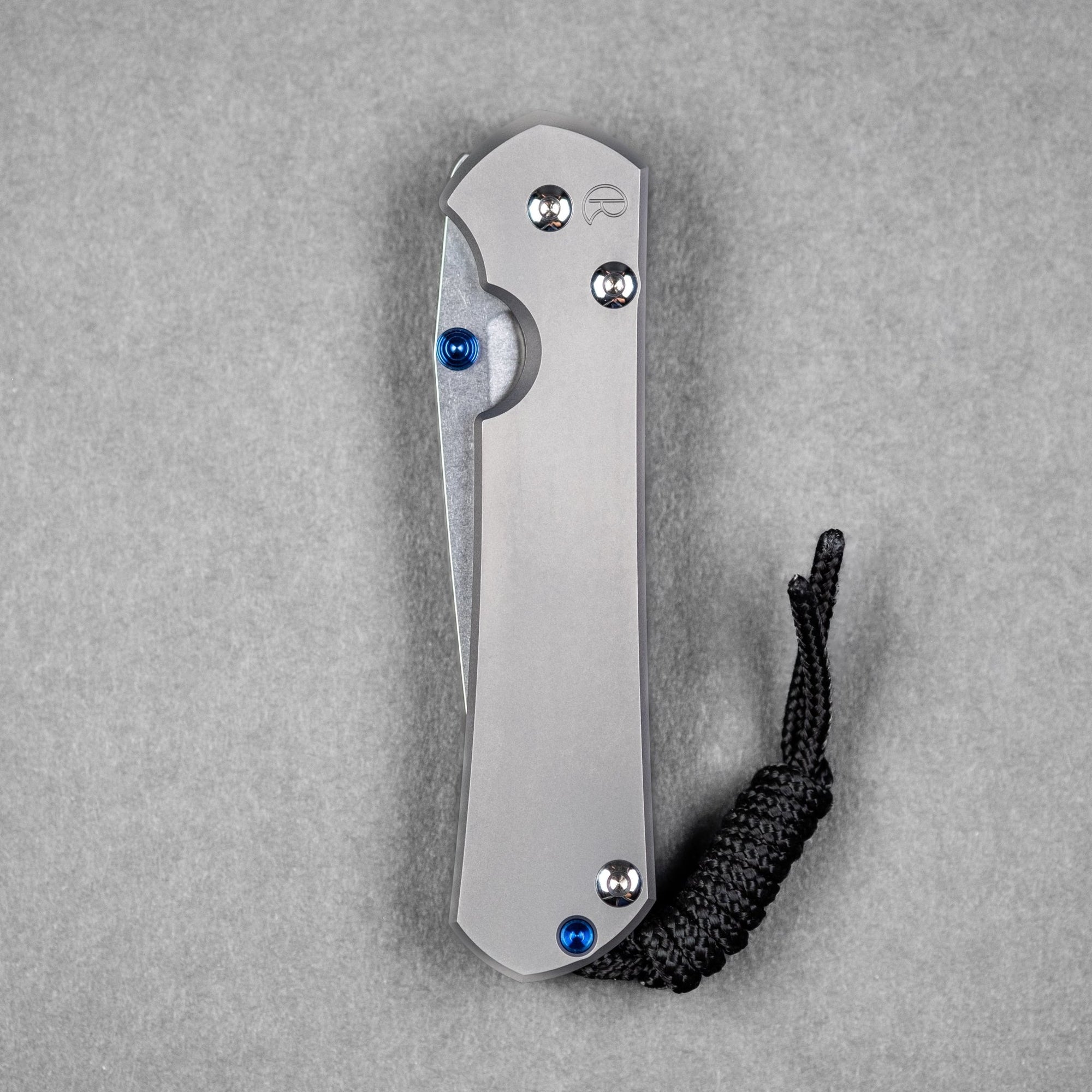 Chris Reeve Small Sebenza 31 Tanto - Glass Blasted Titanium w/ Blue Accents - URBAN EDC®