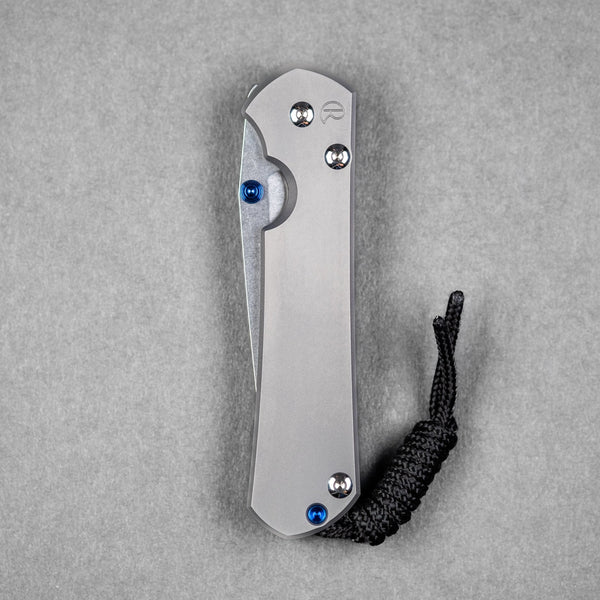 Chris Reeve Small Sebenza 31 Tanto - Glass Blasted Titanium w/ Blue Accents - URBAN EDC®