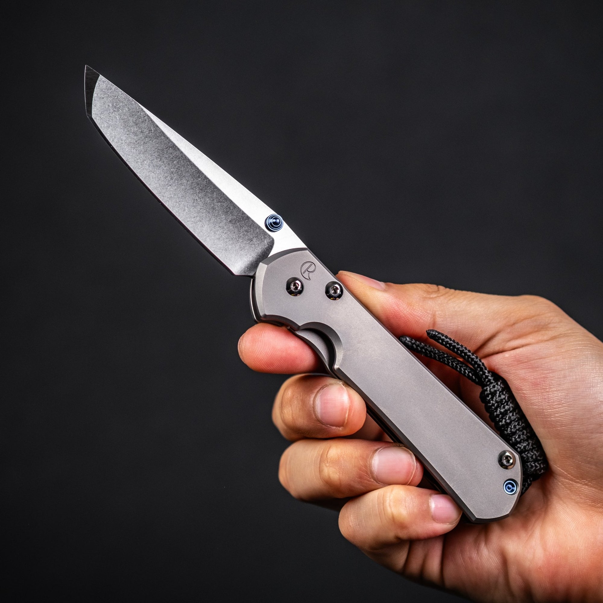 Chris Reeve Small Sebenza 31 Tanto - Glass Blasted Titanium w/ Blue Accents - URBAN EDC®