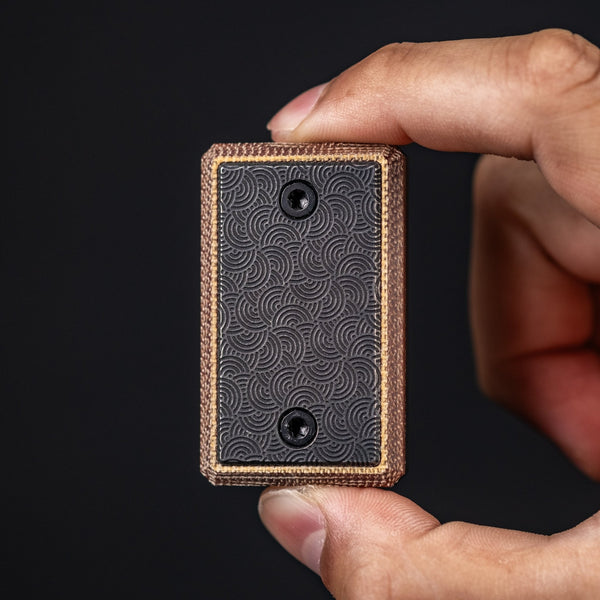 CrowGear x URBAN Don't Worry Stone Slim - Natural Micarta & Dusk Titanium w/ Chaos Seigaiha™ - URBAN EDC®