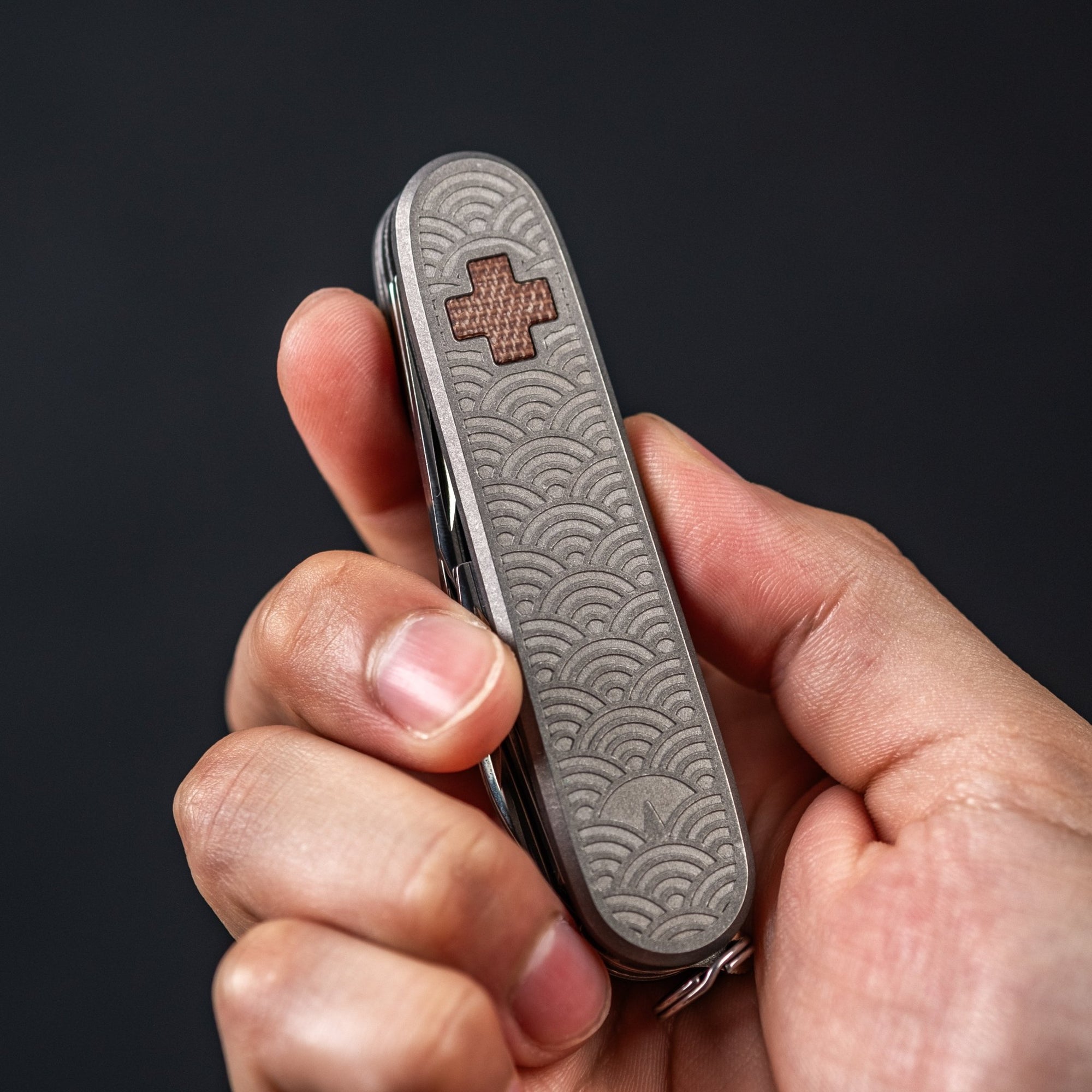 Daily Customs x URBAN Recruit SAK - Seigaiha Titanium w/ Natural Micarta Inlay - URBAN EDC®