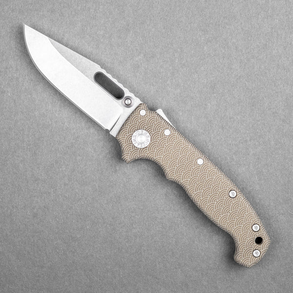 Demko x URBAN MG AD20 Slim - 20CV Clip Point w/ Tan G10 Seigaiha