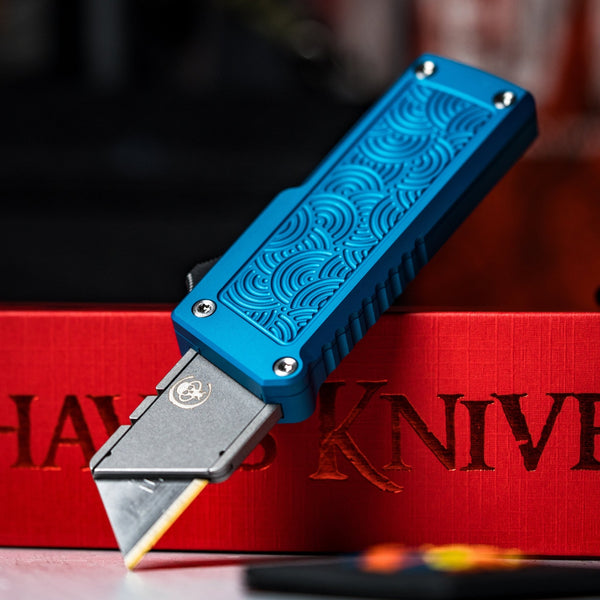 Drop Date (01/14): Chaves x URBAN CHUB OTF w/ Aluminum Chaos Seigaiha™ - Royal Blue - URBAN EDC®