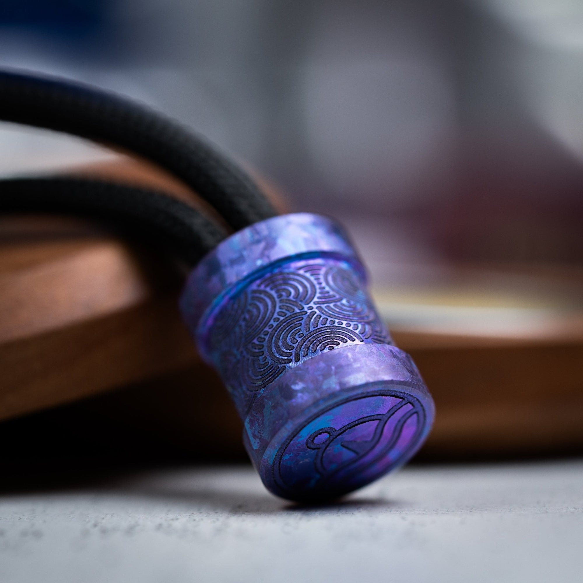 Drop Date (01/21): Collins Trace Manufacturing x URBAN 'The End' Bead - Blurple Crystal Ti Chaos Seigaiha™ - URBAN EDC®