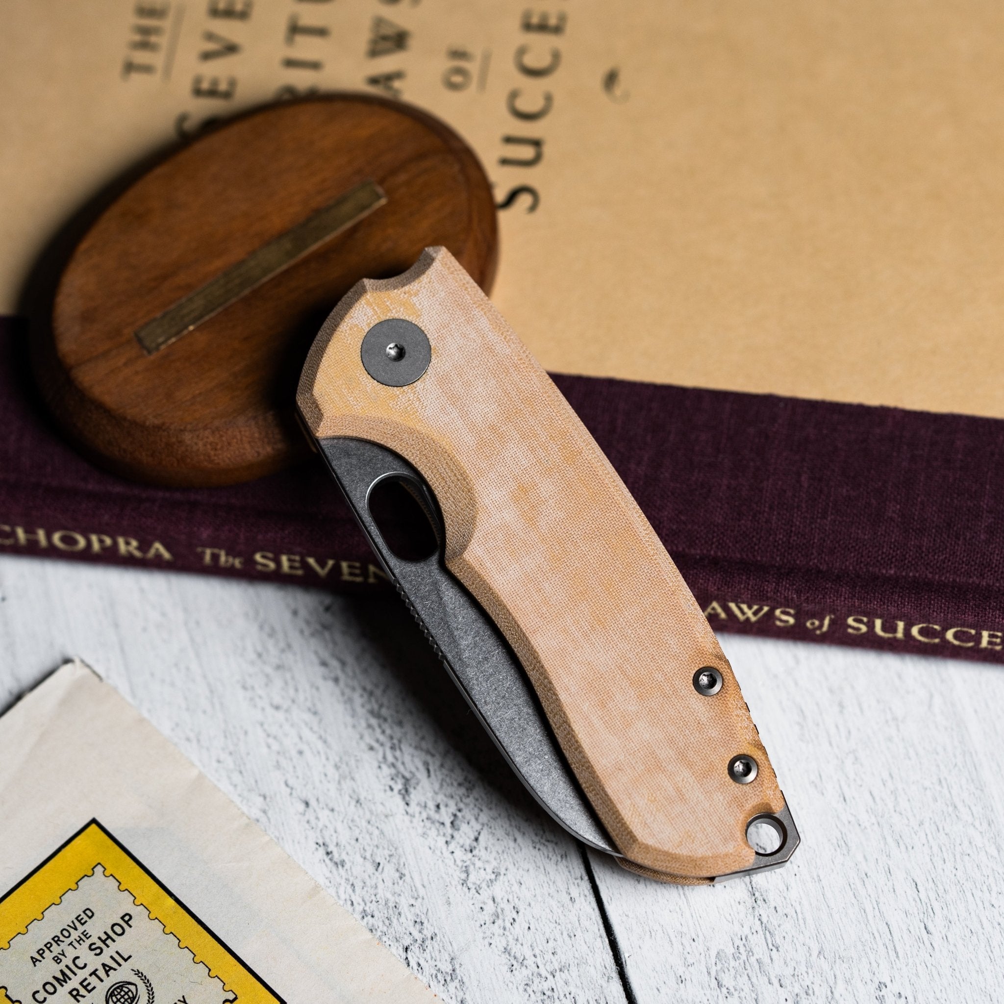 URBAN F5.5 - Fine Stonewashed Magnacut & Natural Linen Micarta