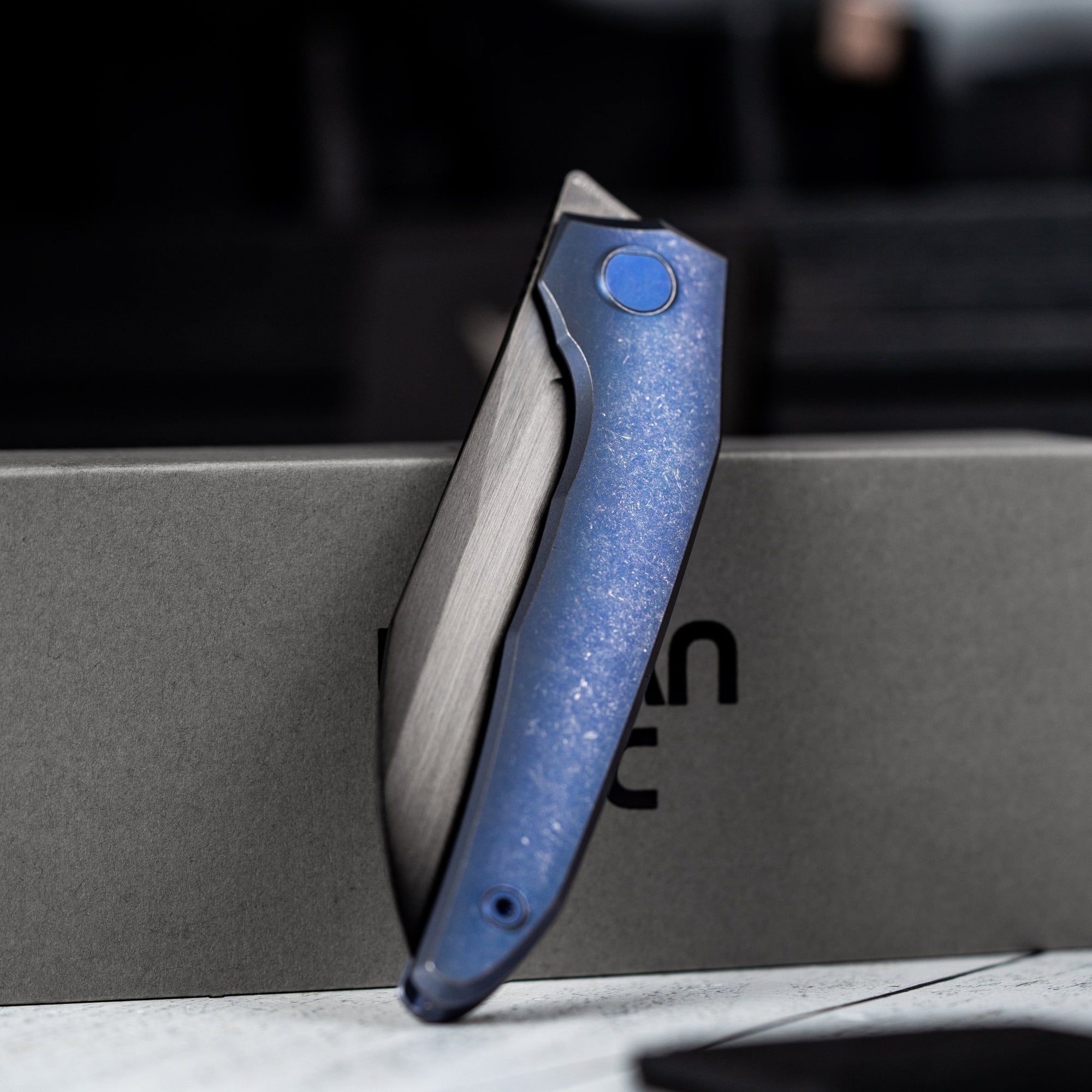 Drop Date (02/25): URBAN Nitroglide - Polished DLC Hand - Rubbed Magnacut w/ Blurple Anodized Stonewash Titanium - URBAN EDC®