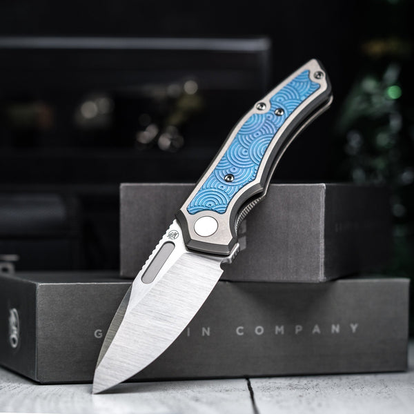 Drop Date (03/11): Griffin Co x URBAN Scout F3 Folder - Belt Satin Magnacut & Blurple Titanium w/ Chaos Seigaiha™ - URBAN EDC®