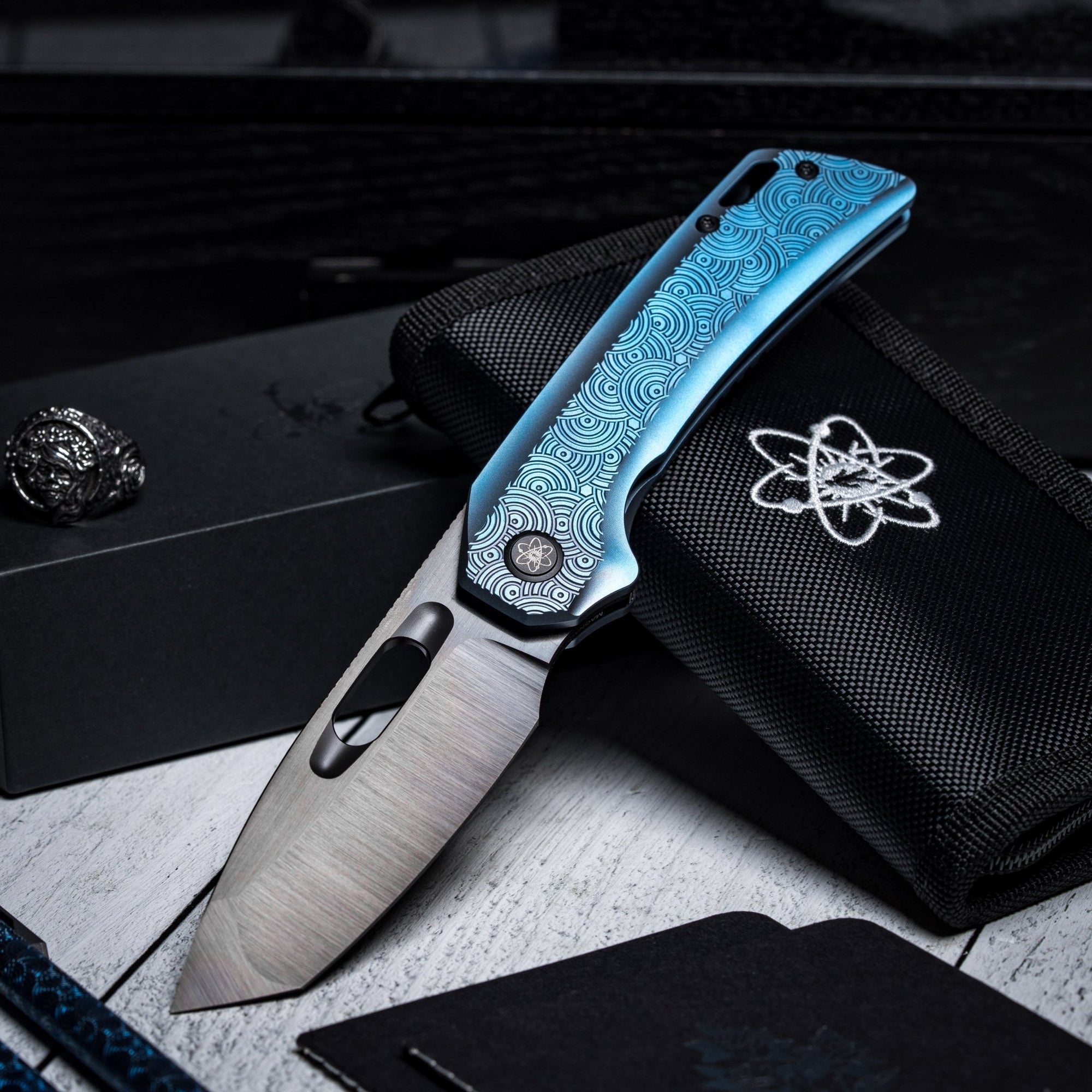 Drop Date (03/25): EMP EDC x URBAN Nymble XT - Belt Satin DLC Magnacut & Blue Anodized Ti w/ Chaos Seigaiha™ - URBAN EDC®