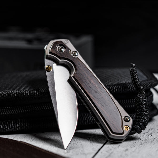 Drop Date (04/01): Chris Reeve Small Sebenza 31 - Drop Point Magnacut & Glass Blasted Titanium w/ Macassar Ebony Inlay - URBAN EDC®
