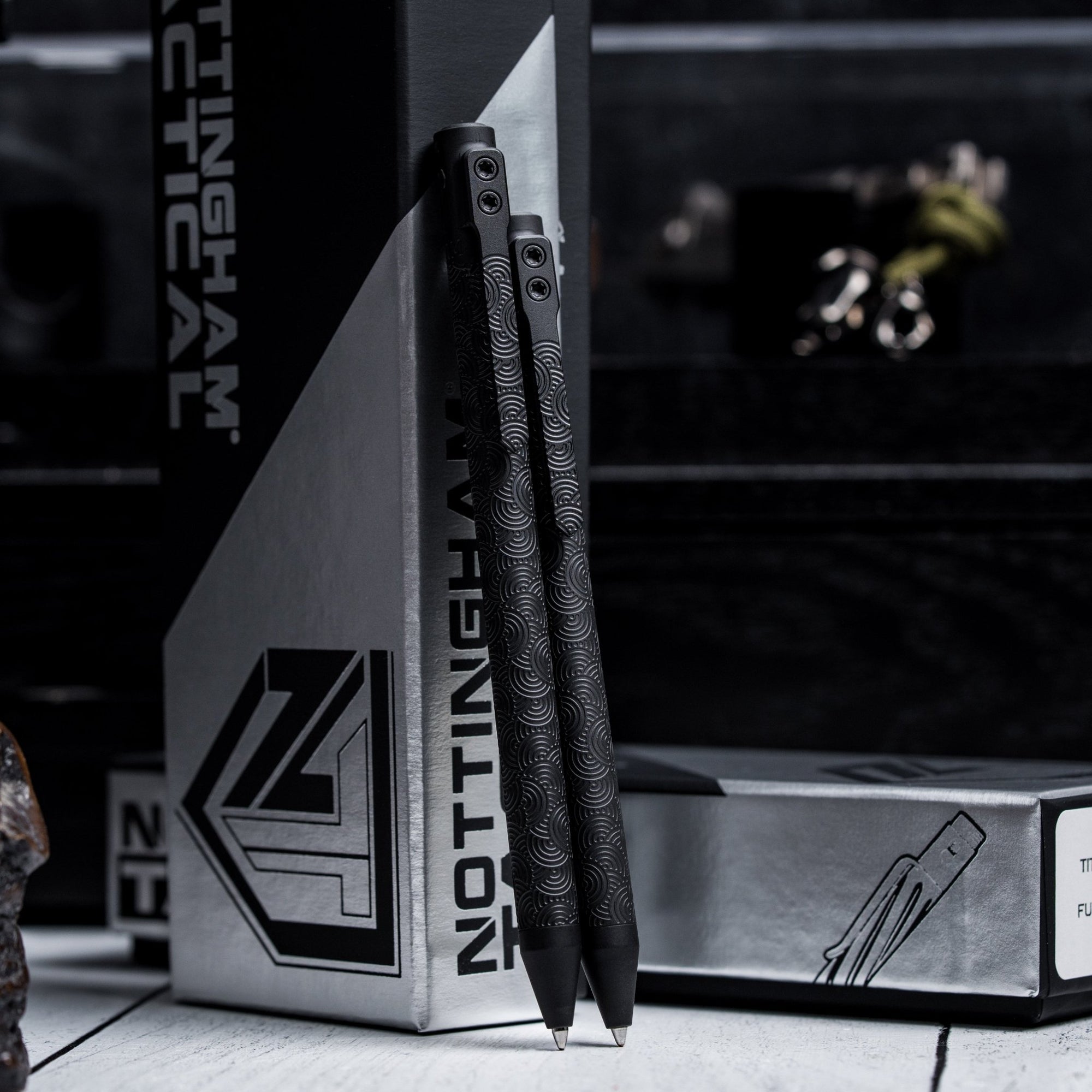 Drop Date (04/01): Nottingham Tactical x URBAN TB360™ Pen - Black Ti Cerakote Chaos Seigaiha™ w/ Milled Chaos Seigaiha™ Clip - URBAN EDC®