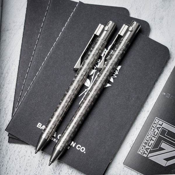 Drop Date (04/15): Nottingham Tactical x URBAN TB360™ Pen - Tumbled Ti Chaos Seigaiha™ w/ Milled Chaos Seigaiha™ Clip - URBAN EDC®