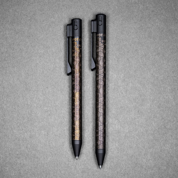 Drop Date (04/22): Nottingham Tactical x URBAN TB360™ Pen - Two - Tone Black Ti Cerakote w/ Bronze Ano Ti Chaos Seigaiha™ w/ Milled Chaos Seigaiha™ Clip - URBAN EDC®
