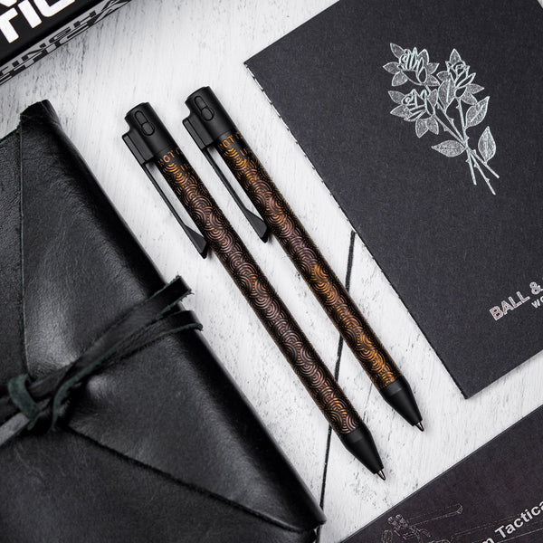 Drop Date (04/22): Nottingham Tactical x URBAN TB360™ Pen - Two - Tone Black Ti Cerakote w/ Bronze Ano Ti Chaos Seigaiha™ w/ Milled Chaos Seigaiha™ Clip - URBAN EDC®