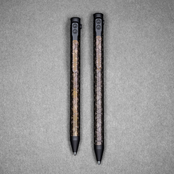 Drop Date (04/22): Nottingham Tactical x URBAN TB360™ Pen - Two - Tone Black Ti Cerakote w/ Bronze Ano Ti Chaos Seigaiha™ w/ Milled Chaos Seigaiha™ Clip - URBAN EDC®