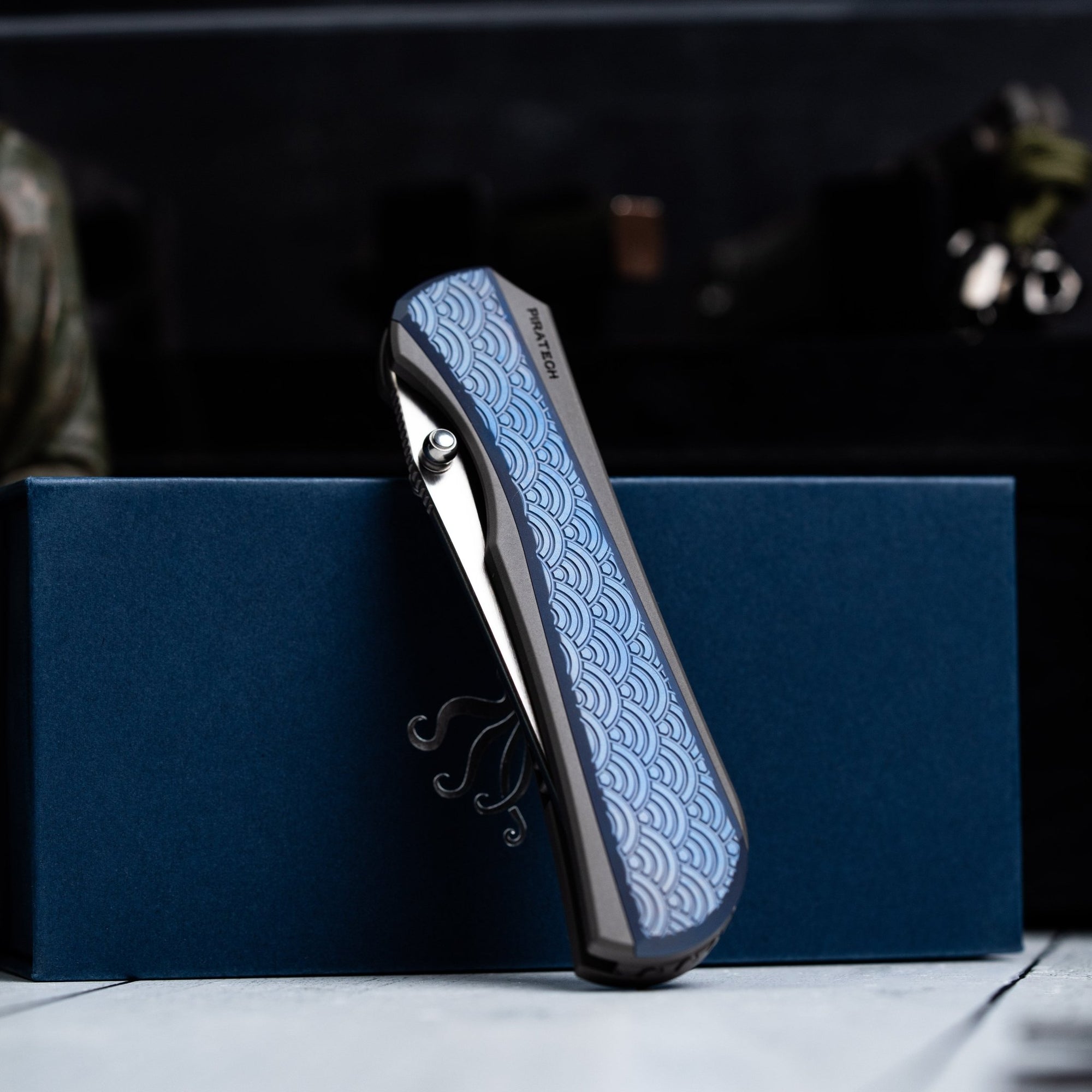 Drop Date (04/22): Piratech x URBAN Saga - Satin S90V & Bead Blast Titanium w/ Blue Seigaiha - URBAN EDC®