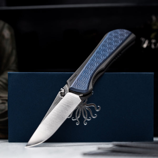 Drop Date (04/22): Piratech x URBAN Saga - Satin S90V & Bead Blast Titanium w/ Blue Seigaiha - URBAN EDC®