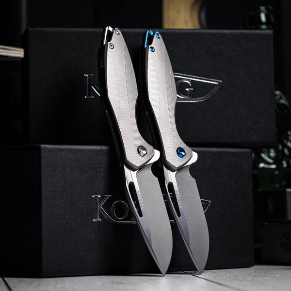Drop Date (04/29): Koenig Mini Arius Flipper - Burnished M390 w/ Polished Flats & Patterned Titanium - URBAN EDC®