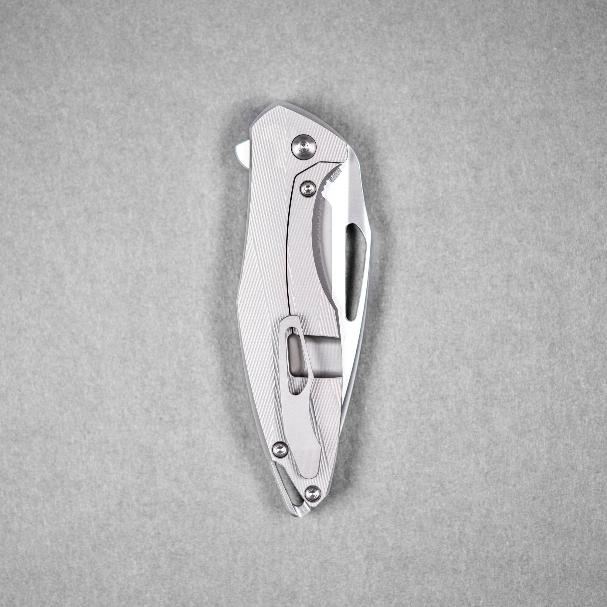 Drop Date (04/29): Koenig Mini Arius Flipper - Burnished M390 w/ Polished Flats & Patterned Titanium - URBAN EDC®
