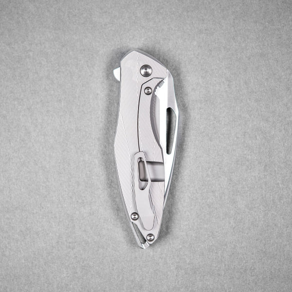 Drop Date (04/29): Koenig Mini Arius Flipper - Burnished M390 w/ Polished Flats & Patterned Titanium - URBAN EDC®