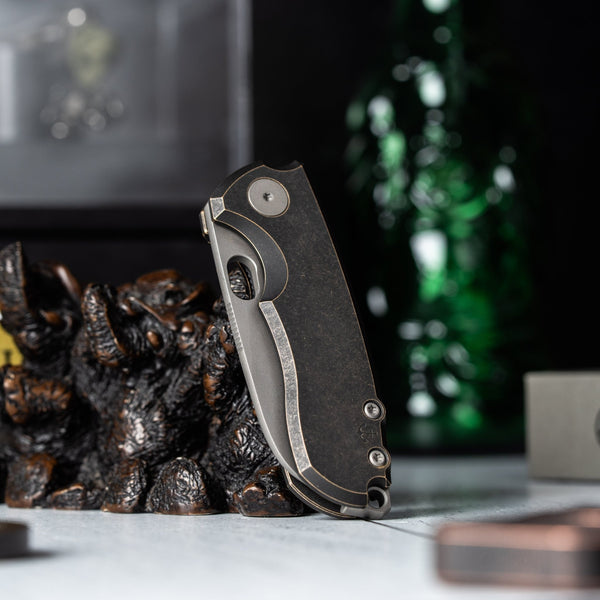 Drop Date (05/13): URBAN Jib - Darkwashed Vanax & Antiqued Bronze Linerlock w/ Titanium Backspacer - URBAN EDC®