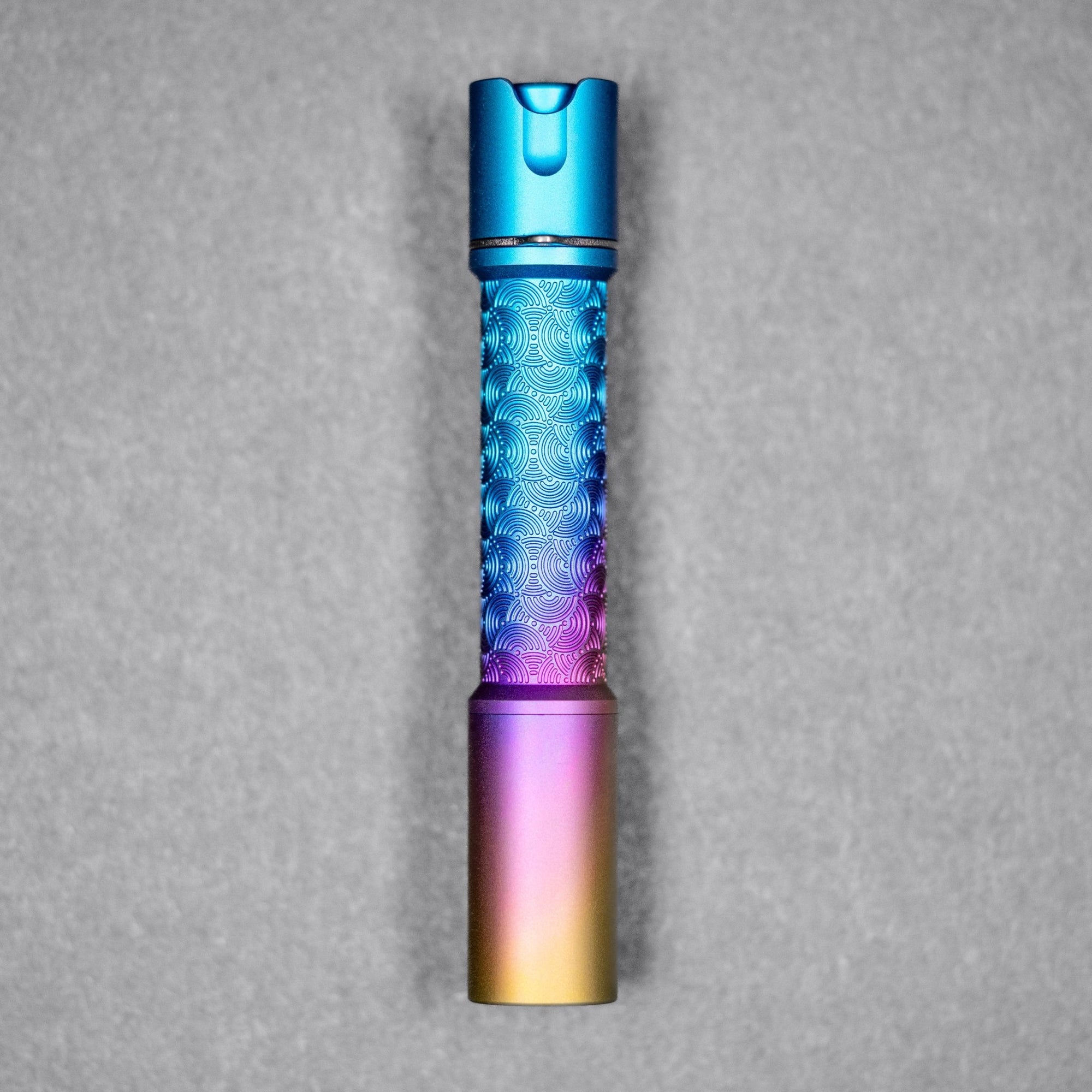 Drop Date (05/27): Reylight x URBAN Pineapple Mini Flashlight - Fade Rainbow Ti Chaos Seigaiha™ w/ Milled Ti Clip - URBAN EDC®