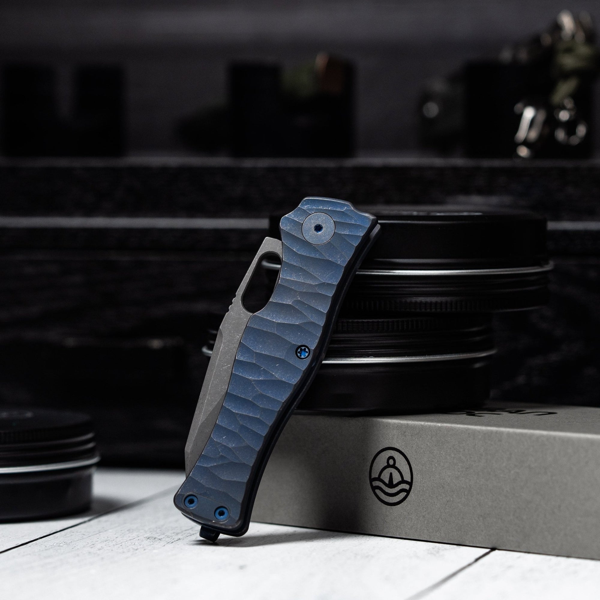 Drop Date (06/10): URBAN Castellan Non - Flipper - Acid - Etched Vanax & Darkwashed Blurple Titanium w/ Rock Texture - URBAN EDC®