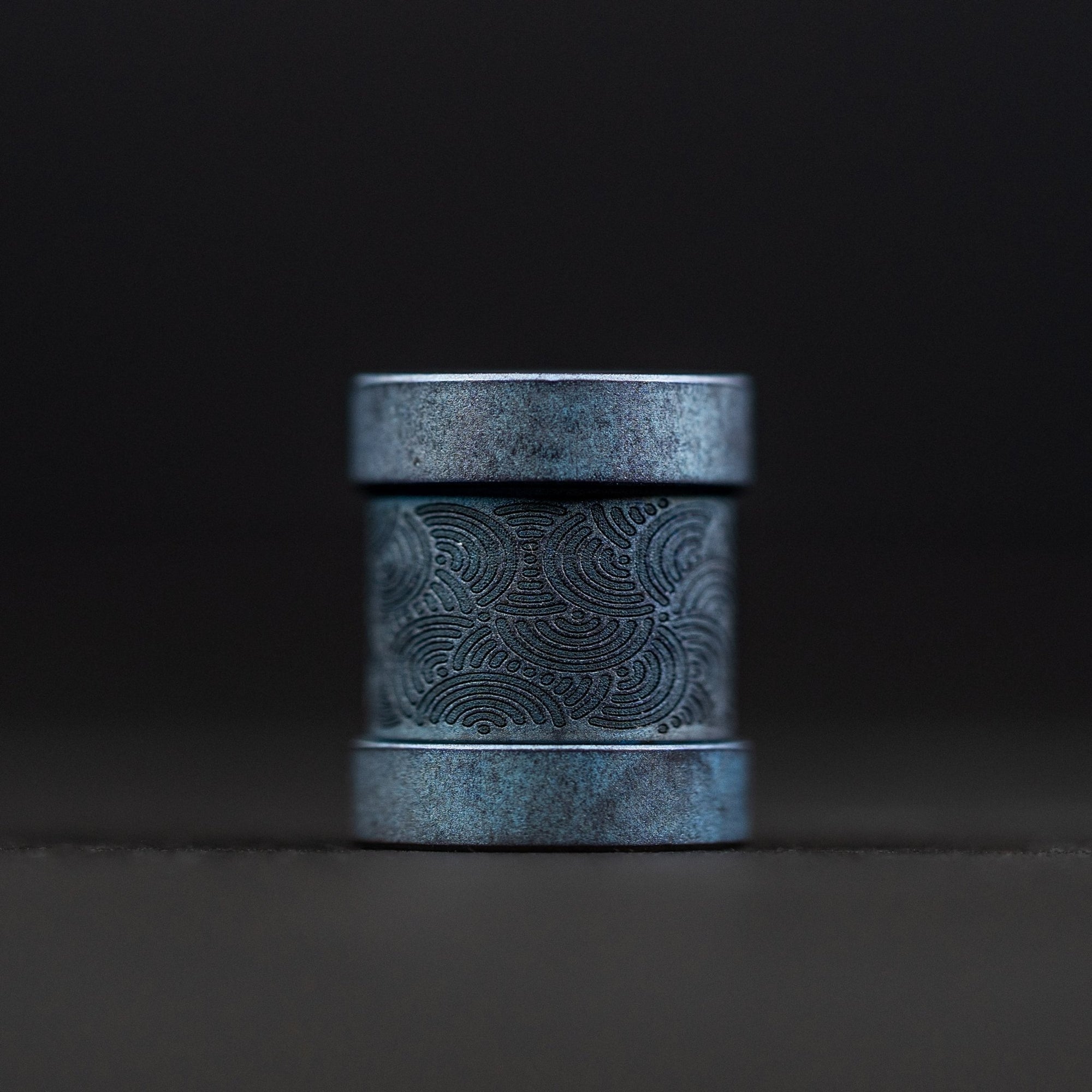 Drop Date (06/17): Collins Trace Manufacturing x URBAN 'The End' Bead - Blue Titanium Chaos Seigaiha™ - URBAN EDC®
