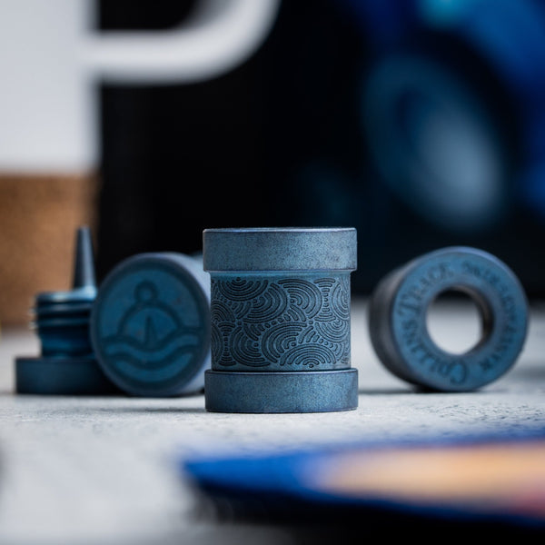 Drop Date (06/17): Collins Trace Manufacturing x URBAN 'The End' Bead - Blue Titanium Chaos Seigaiha™ - URBAN EDC®