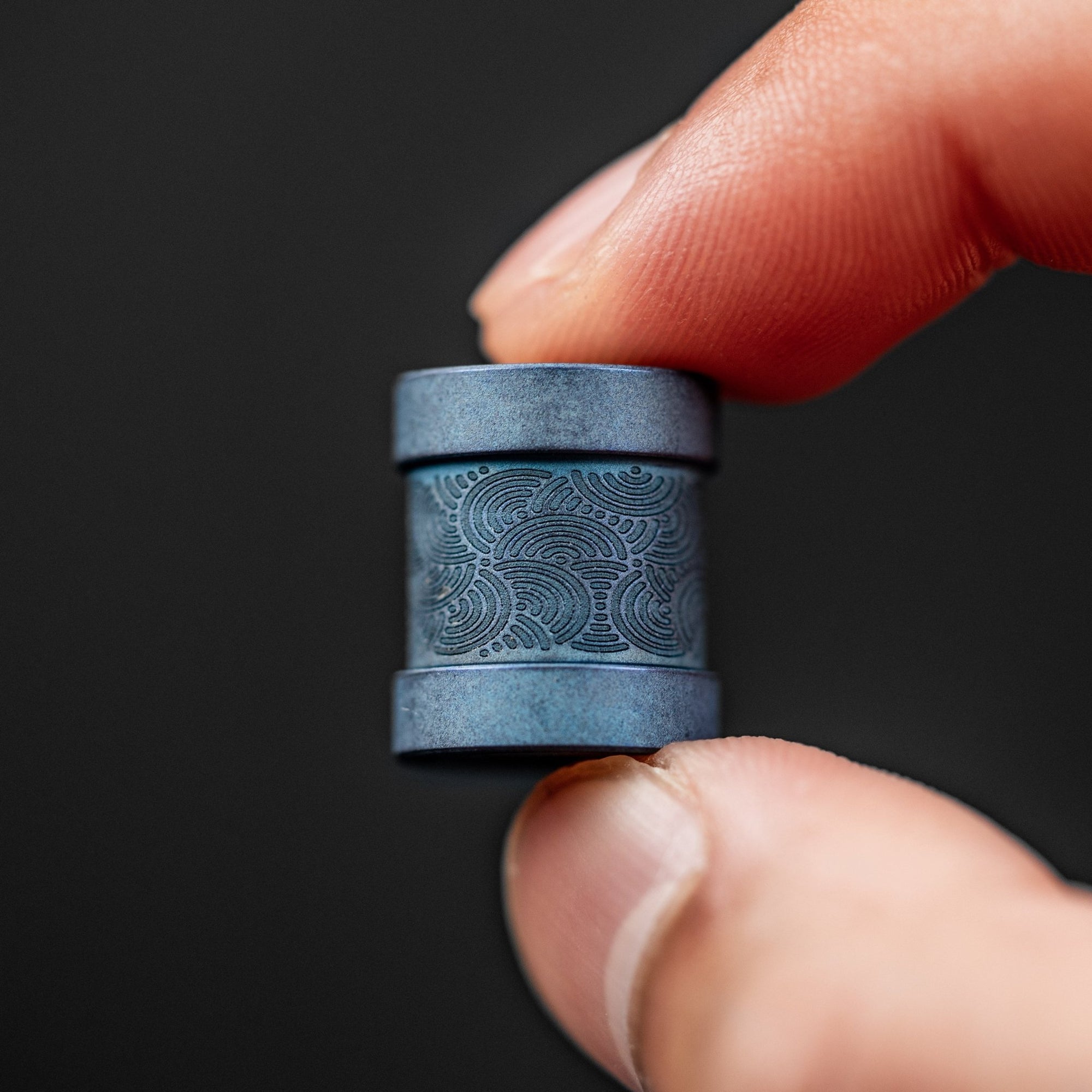 Drop Date (06/17): Collins Trace Manufacturing x URBAN 'The End' Bead - Blue Titanium Chaos Seigaiha™ - URBAN EDC®