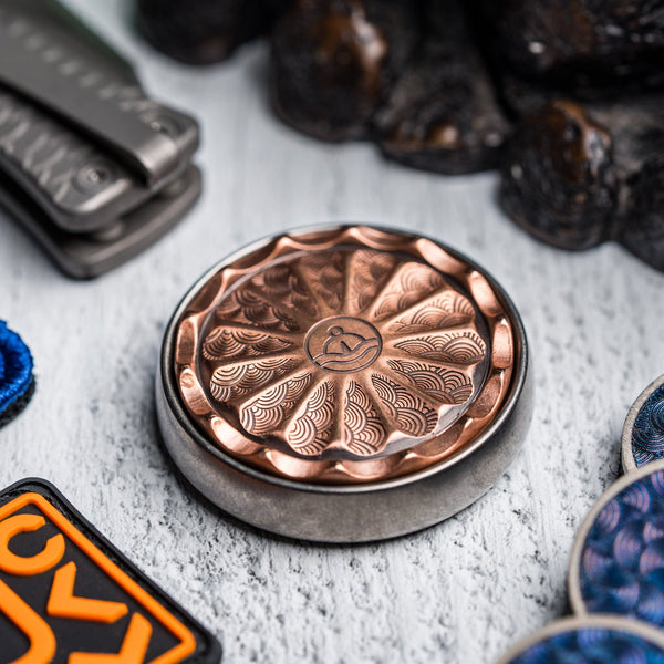 Drop Date (06/17): Umburry x URBAN Mid-Size Spoked Haptic Coin - Copper & Ti Seigaiha - URBAN EDC®