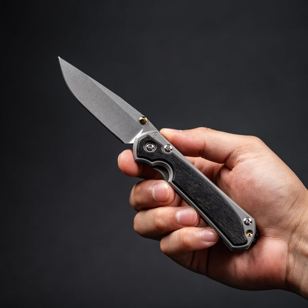 Drop Date (06/24): Chris Reeve Small Sebenza 31 - Drop Point Magnacut & Glass Blasted Titanium w/ Bog Oak Inlay - URBAN EDC®