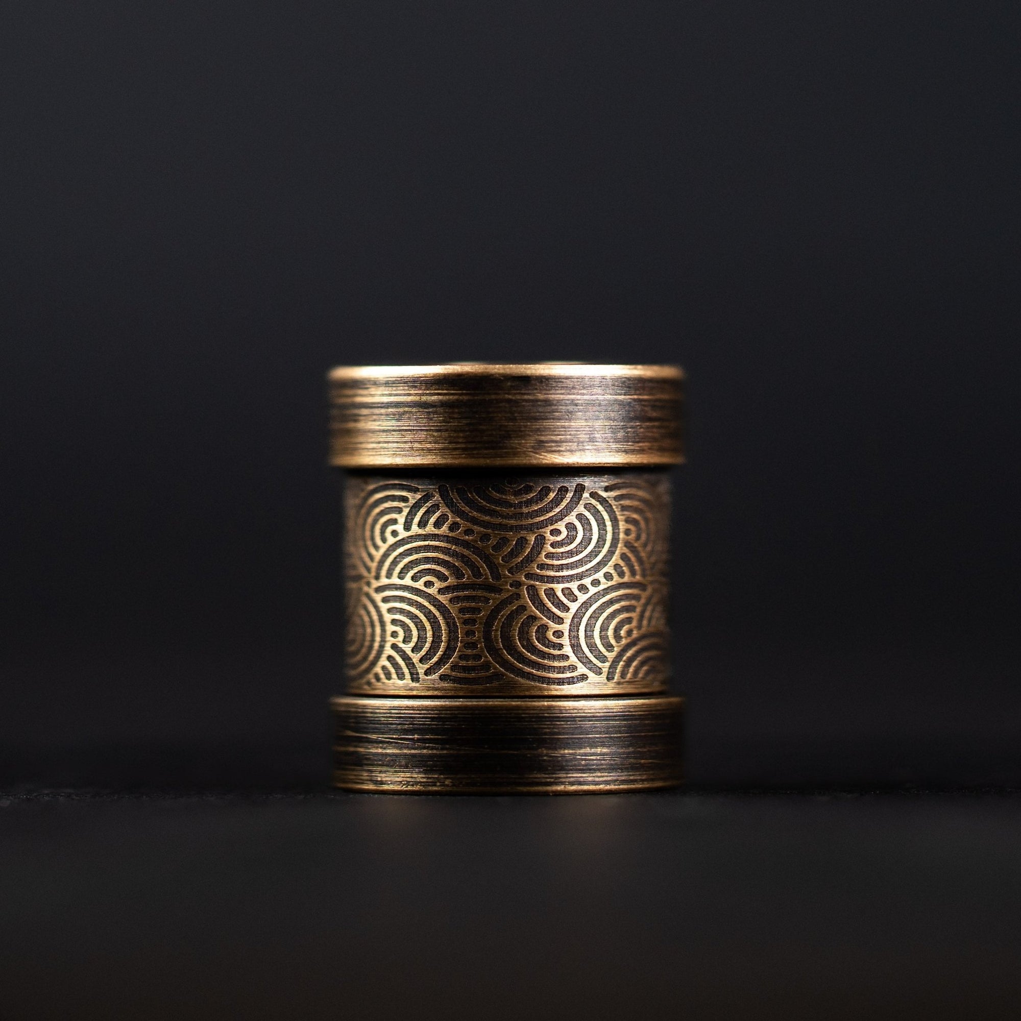 Drop Date (06/24): Collins Trace Manufacturing x URBAN 'The End' Bead - Aged Brass Chaos Seigaiha™ - URBAN EDC®