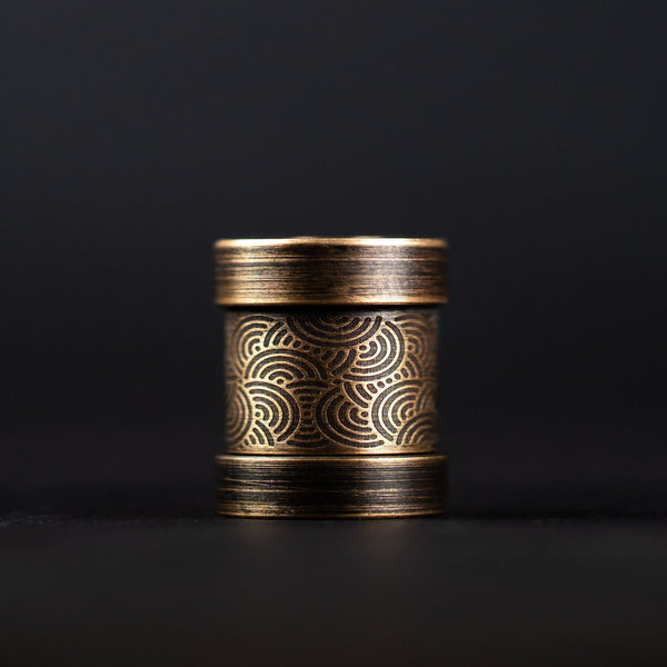 Drop Date (06/24): Collins Trace Manufacturing x URBAN 'The End' Bead - Aged Brass Chaos Seigaiha™ - URBAN EDC®