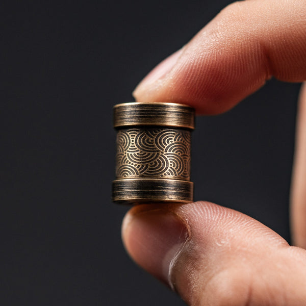 Drop Date (06/24): Collins Trace Manufacturing x URBAN 'The End' Bead - Aged Brass Chaos Seigaiha™ - URBAN EDC®