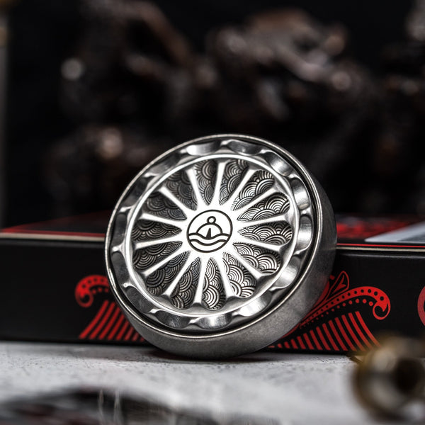 Drop Date (06/24): Umburry x URBAN Mid-Size Spoked Haptic Coin - Stainless Steel & Ti Seigaiha - URBAN EDC®