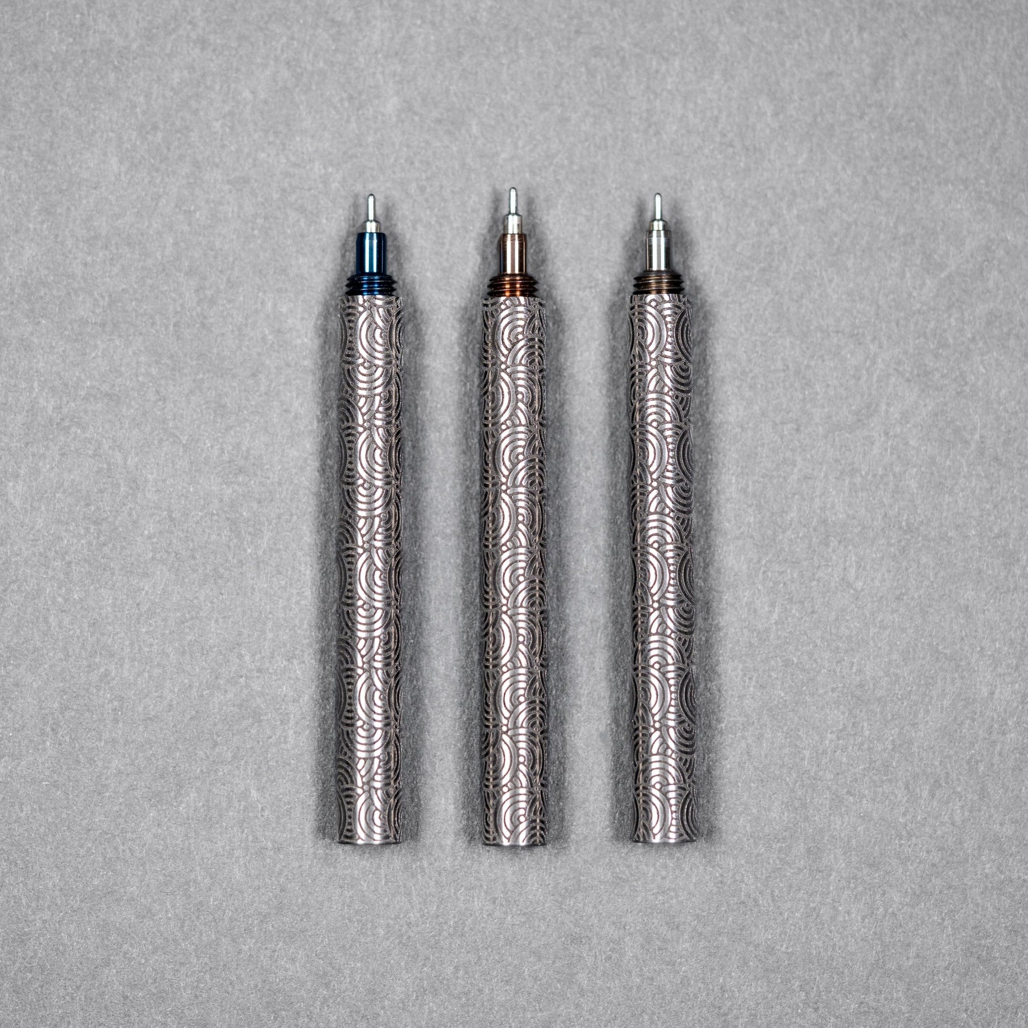 Drop Date (07/08): Blank Forces x URBAN CHROMA EDC Ink Keychain Pen - Titanium w/ Chaos Seigaiha™ - URBAN EDC®