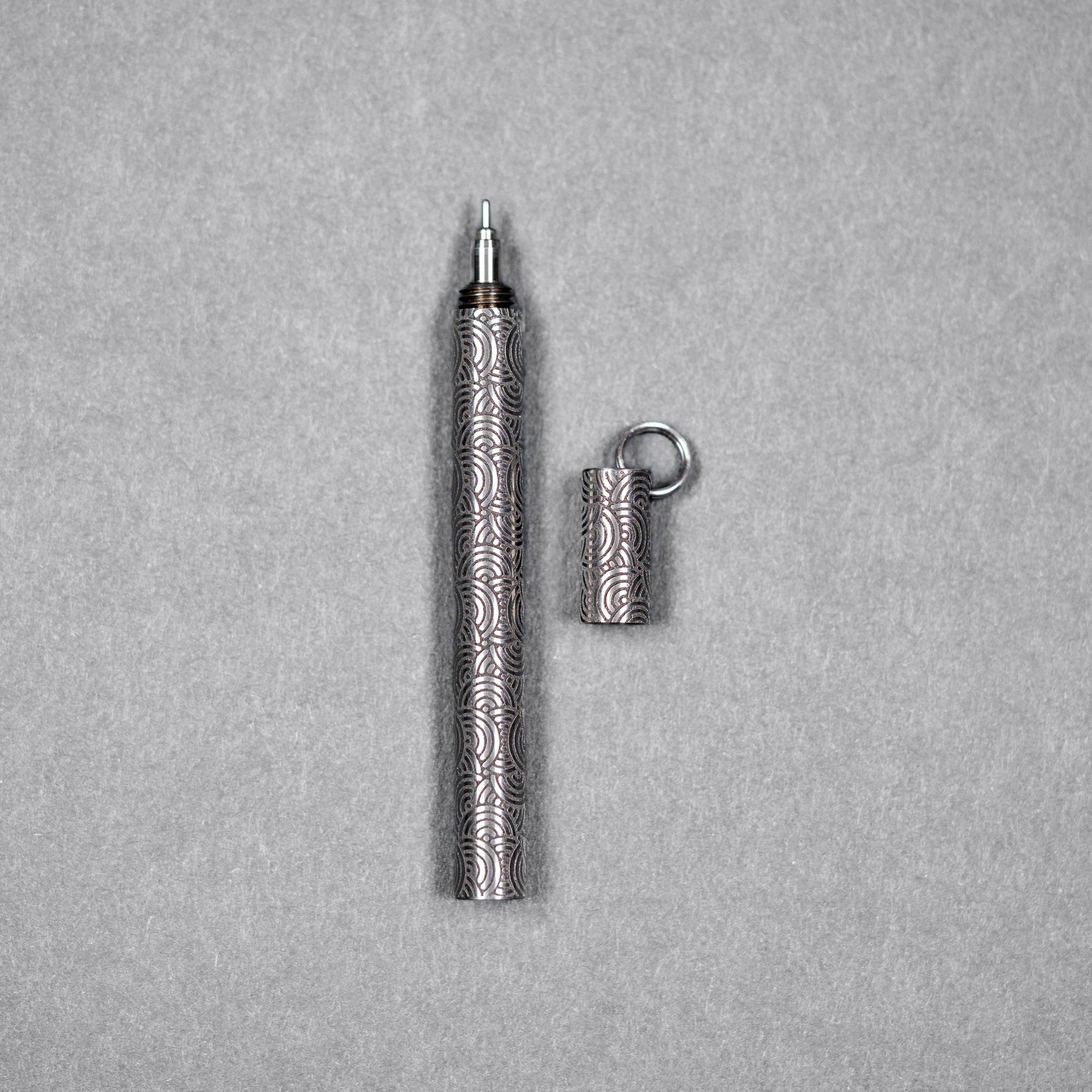 Drop Date (07/08): Blank Forces x URBAN CHROMA EDC Ink Keychain Pen - Titanium w/ Chaos Seigaiha™ - URBAN EDC®