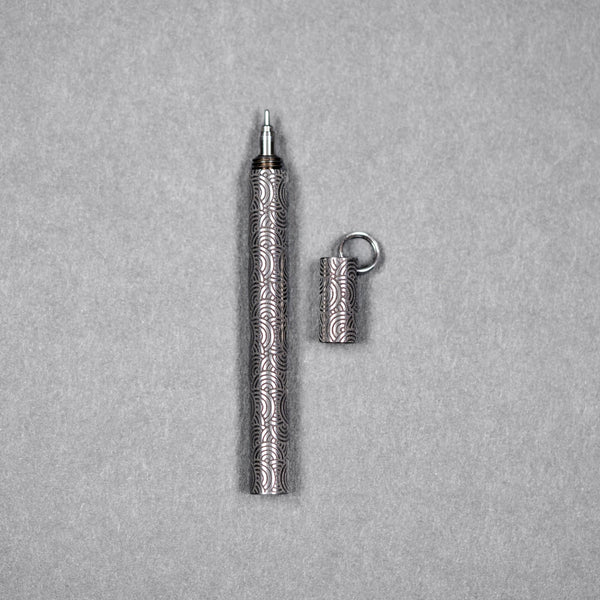 Drop Date (07/08): Blank Forces x URBAN CHROMA EDC Ink Keychain Pen - Titanium w/ Chaos Seigaiha™ - URBAN EDC®
