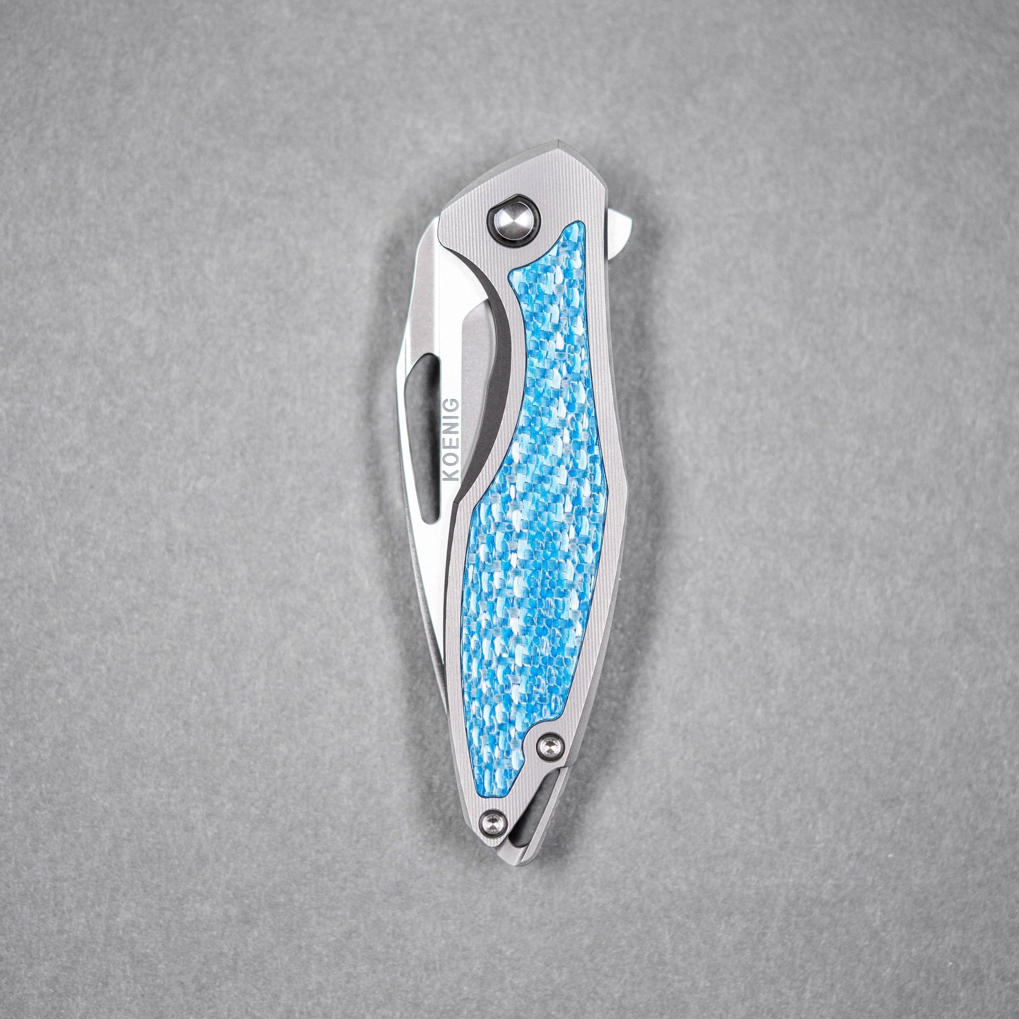 Drop Date (07/08): Koenig Mini Arius Flipper - Brightwashed w/ Polished Flats M390 & Titanium w/ Twill Inlay - URBAN EDC®