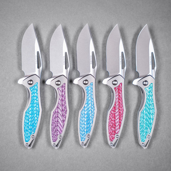 Drop Date (07/08): Koenig Mini Arius Flipper - Brightwashed w/ Polished Flats M390 & Titanium w/ Twill Inlay - URBAN EDC®