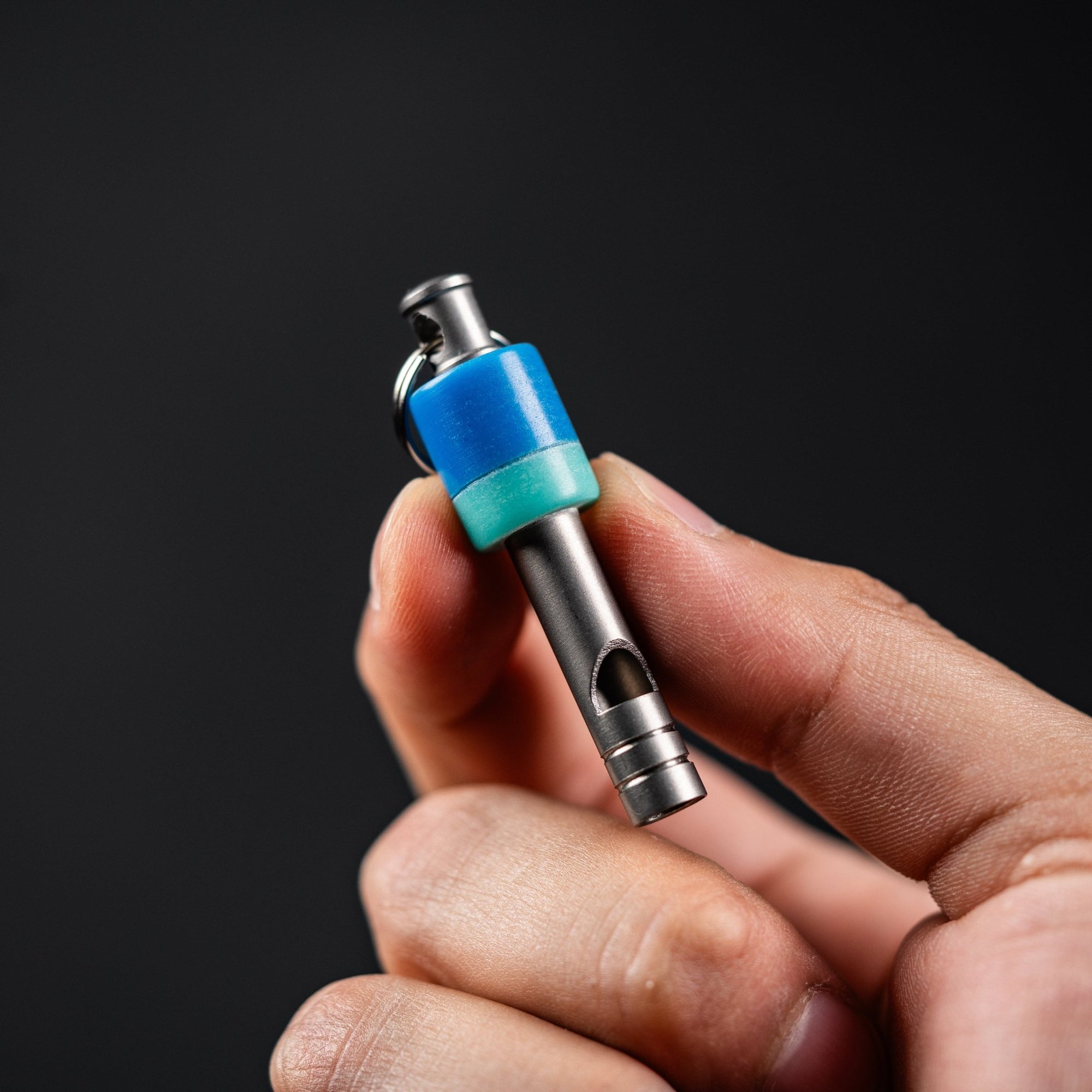 Drop Date (07/15): Fiddle Foundry Whistle - Titanium w/ Blue Hyperglow (Custom) - URBAN EDC®