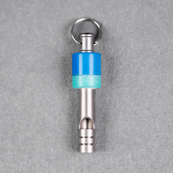 Drop Date (07/15): Fiddle Foundry Whistle - Titanium w/ Blue Hyperglow (Custom) - URBAN EDC®
