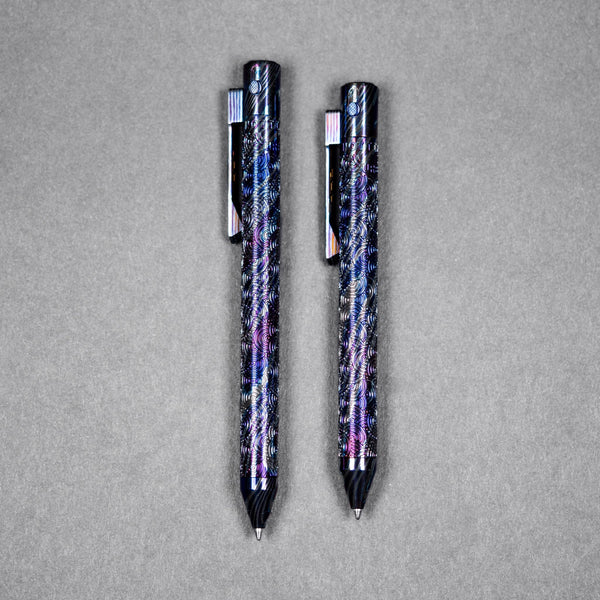 Drop Date (07/15): Nottingham Tactical x URBAN TiButton Single Lock Pen - DarkTi w/ Chaos Seigaiha™ - URBAN EDC®