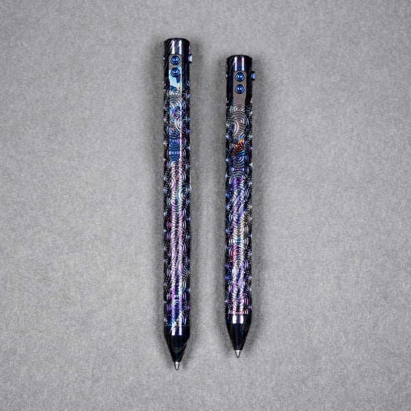 Drop Date (07/15): Nottingham Tactical x URBAN TiButton Single Lock Pen - DarkTi w/ Chaos Seigaiha™ - URBAN EDC®