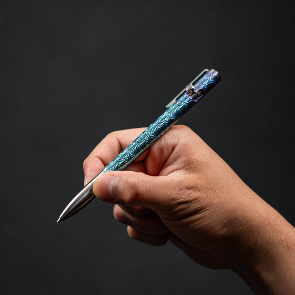 Drop Date (07/15): Q3D x URBAN Bolt Action Pen - TItanium Fade & Machined Clip w/ Chaos Seigaiha™ - URBAN EDC®