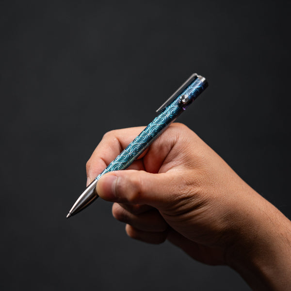 Drop Date (07/15): Q3D x URBAN Bolt Action Pen - TItanium Fade & Machined Clip w/ Chaos Seigaiha™ - URBAN EDC®