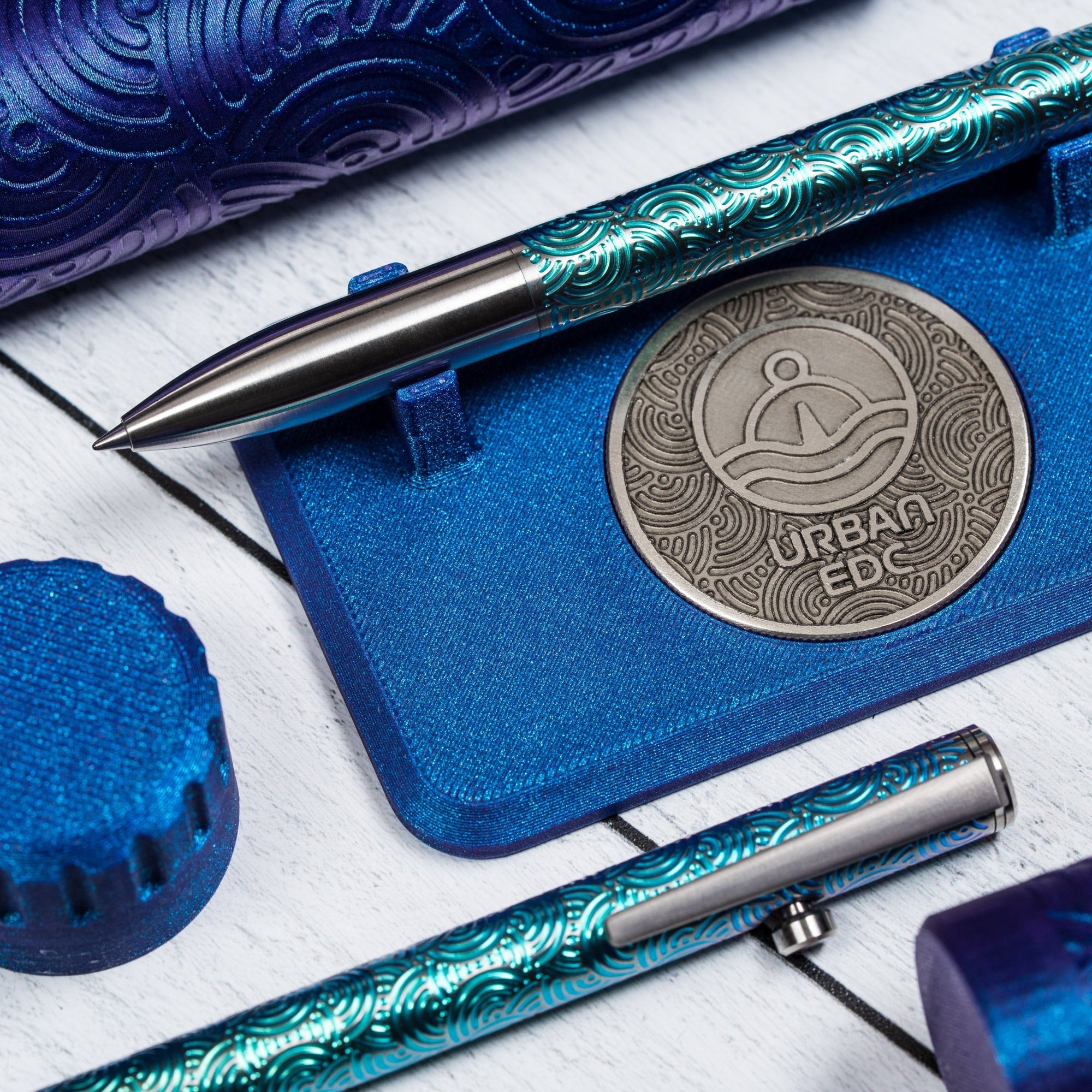 Drop Date (07/15): Q3D x URBAN Bolt Action Pen - TItanium Fade & Machined Clip w/ Chaos Seigaiha™ - URBAN EDC®