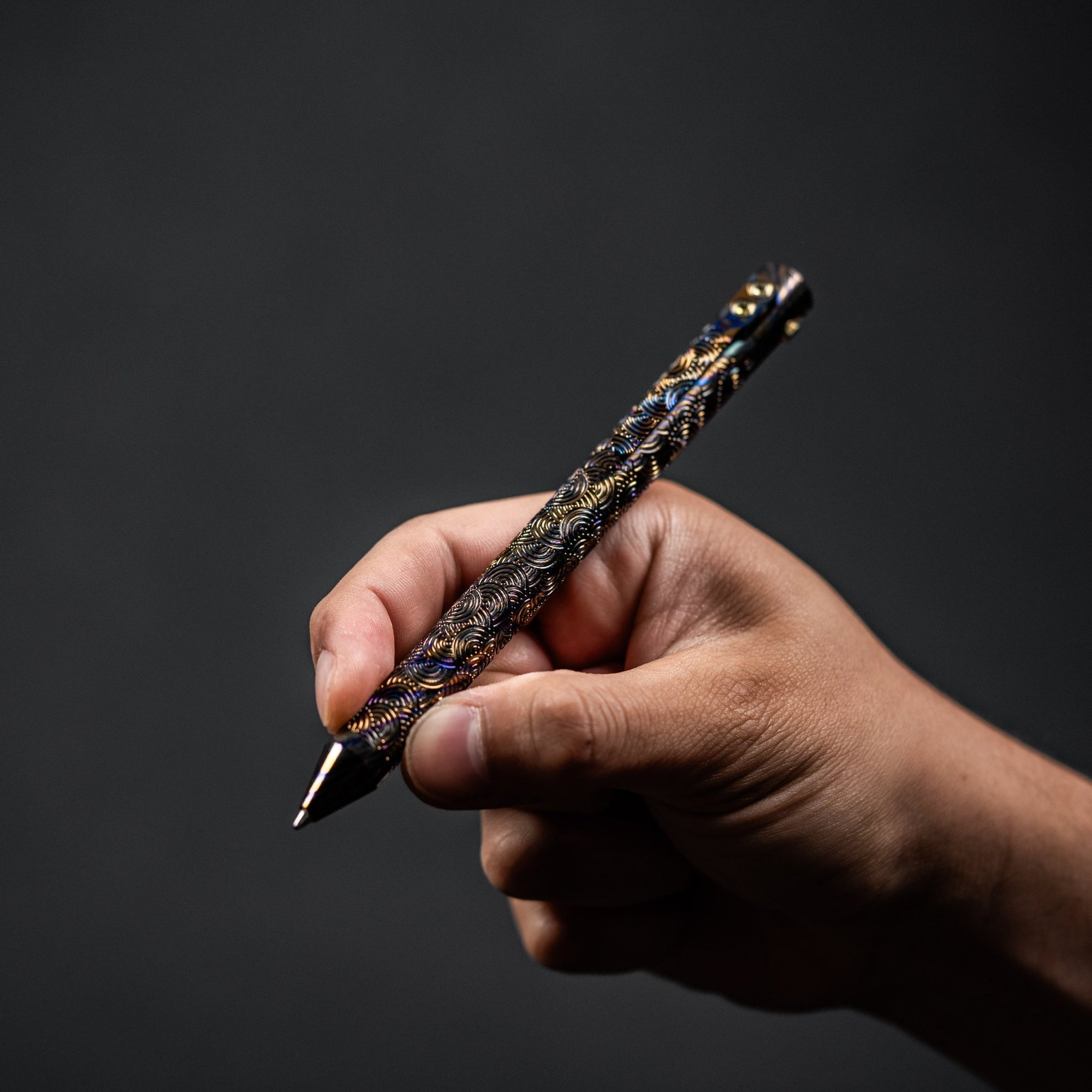 Drop Date (07/22): Nottingham Tactical x URBAN TiButton Single Lock Pen - ZircuTi w/ Chaos Seigaiha™ - URBAN EDC®